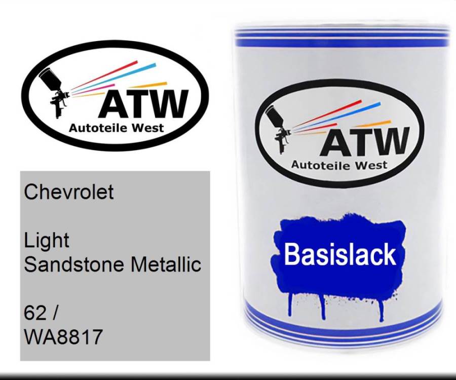 Chevrolet, Light Sandstone Metallic, 62 / WA8817: 500ml Lackdose, von ATW Autoteile West.